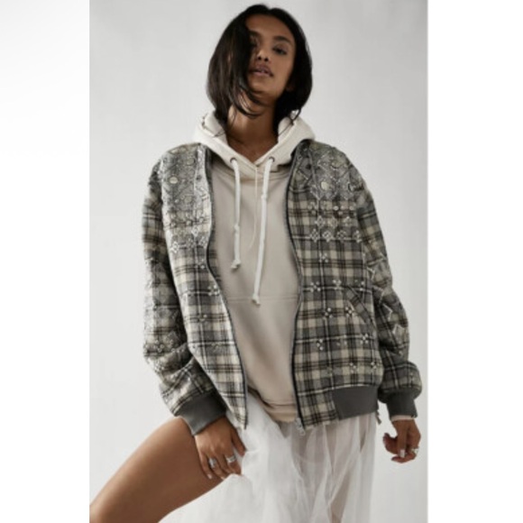 Free People Jackets & Blazers - Free People Louie Embellished Bomber Jacket
